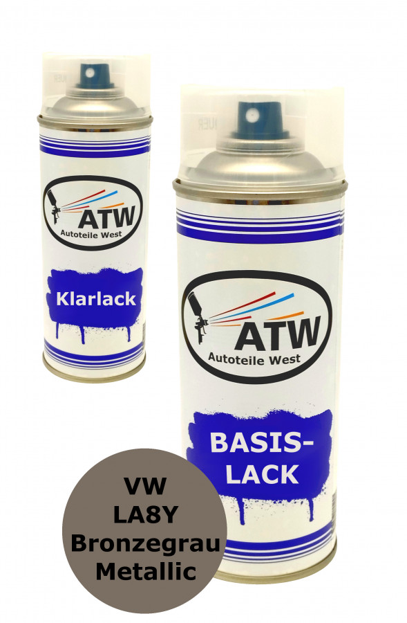 Autolack für VW LA8Y Bronzegrau Metallic+400ml Klarlack Set